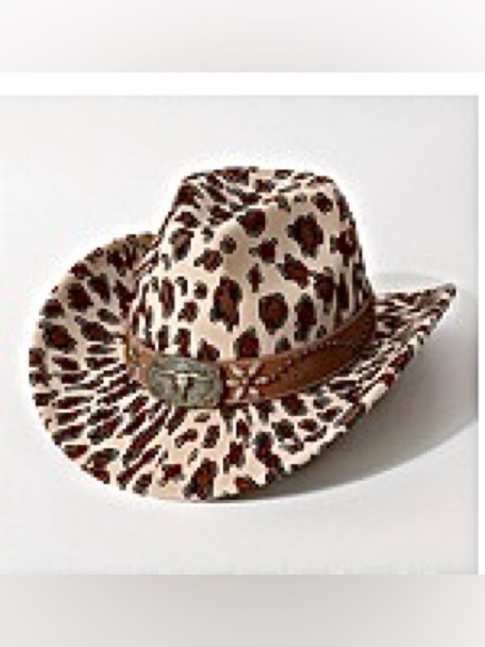 🆕Leopard Print Wide-Brim Fedora Hat with Brown Band